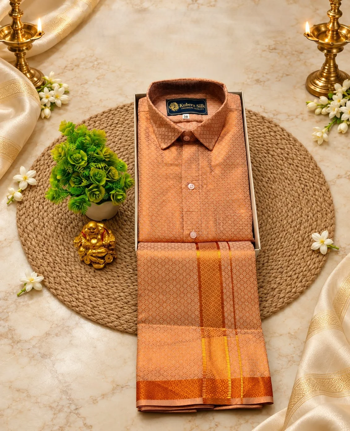 Luxury Embossed Tissue Adult Set - Shirt - Dhoti